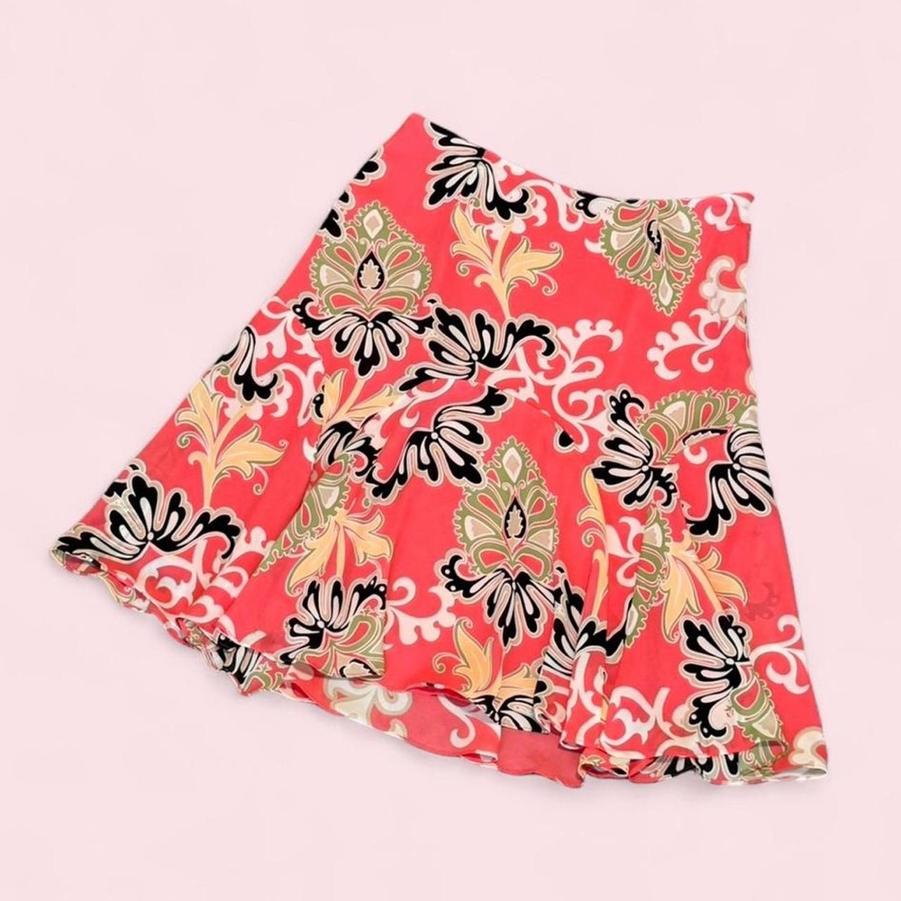 Emma James Women's Coral Floral Print A-Line Skirt